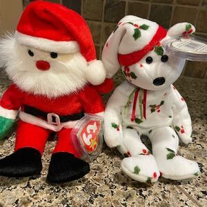 TY Santa and Holly Berry Bear 1998 NWT